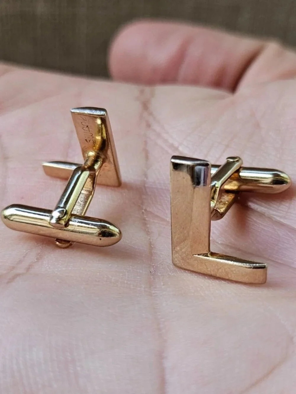 Vintage Swank Cufflinks Gold Tone Initial L Fashion Men Jewelry Cuff Links